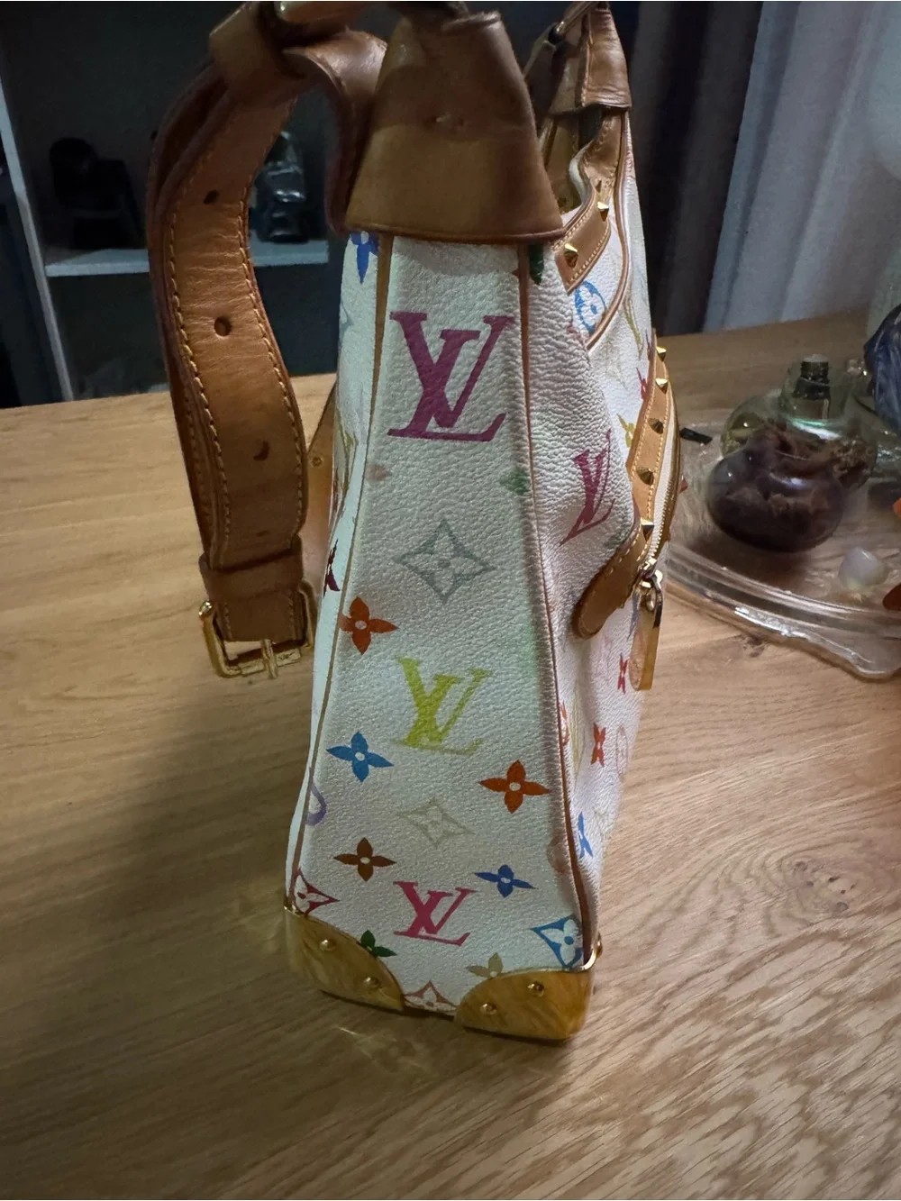 Louis Vuitton Multicolor Murakami Monogram White Canvas Shoulder Bag